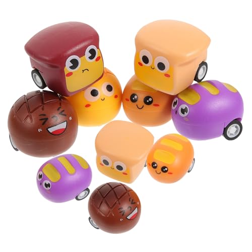 HANABASS 10 Stück Teiliges Spielzeugauto Pull Back Funktion Friktionsantrieb Niedliche Brotform Fahrzeug für Mädchen Lernspielzeug ohne Batterie Langlebig und Farbenfroh von HANABASS