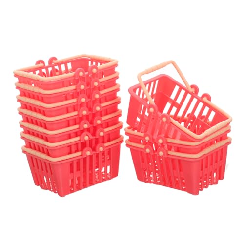 HANABASS 10 Stücke Simulierte Lebensmittel Und Einkaufskorb Puppe Lagerung Körbe Kleine Wicker Kunststoff Rot HANABASS 10 Stücke Simulierte Lebensmittel Und Einkaufskorb Puppe Lagerung Körbe Kleine Wicker Kunststoff Rot von HANABASS