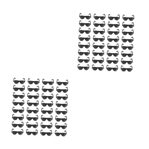 HANABASS 100 Stck. Mini Puppensonnenbrillen Schwarz Leichtes DIY Deko Zubehör für Puppenhaus Kostümaccessoires Kreative Puppenbrillen für Rollenspiele von HANABASS