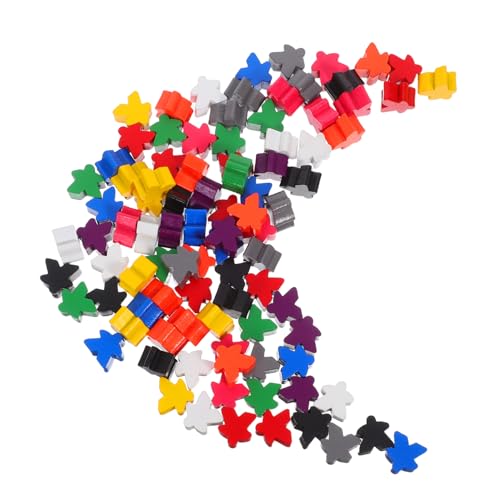 HANABASS 100 Stück Bunte Holz-meeples Spielsteine Handgeschnitzte Kleine Figuren als Vielseitige Ersatz-schachfiguren und Spielmarken für Familien Klassenzimmer und Sortieraktivitäten von HANABASS