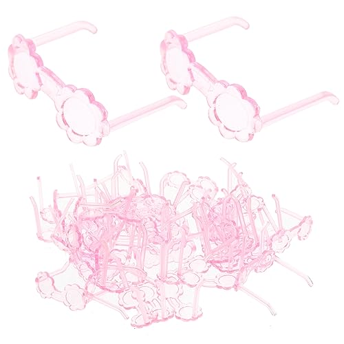 HANABASS 100 Stück Teiliges Puppenhaus Zubehör Stylische Transparente Kunststoff Puppenbrillen Leichte Miniatur Sonnenbrillen für Puppen Doll Sunglasses Props Robust und Fein Verarbeitet von HANABASS