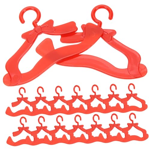 HANABASS 100 Stück Teiliges Puppenkleiderbügel Robuste Mini Bügel mit Schleifendetail Langlebig und Praktisch für Puppenkleidung zum Organisieren von Puppenschränken und Spielzeugkleidung von HANABASS