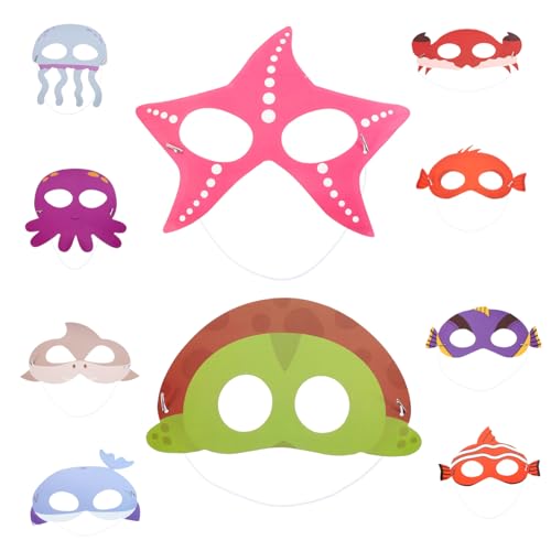 HANABASS 10Stücke Meerestiermasken für Lustige Tiermasken für Halloween Feiern Cosplay und Mottopartys Wiederverwendbare Partygeschenke Cartoon Design für Bastelprojekte von HANABASS