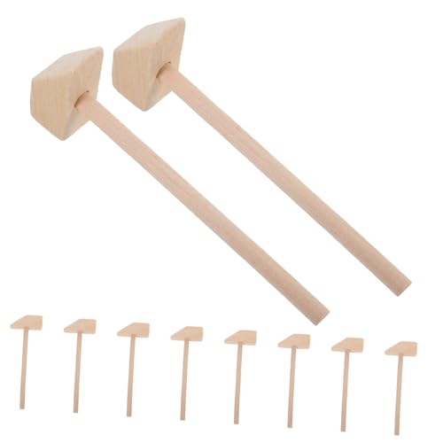 HANABASS 10Stücke Mini Holzhammer Spielzeughammer aus Hochwertigem Holz Leicht und Handlich für Partys und Kreative Aktivitäten Sicher und Langlebig von HANABASS