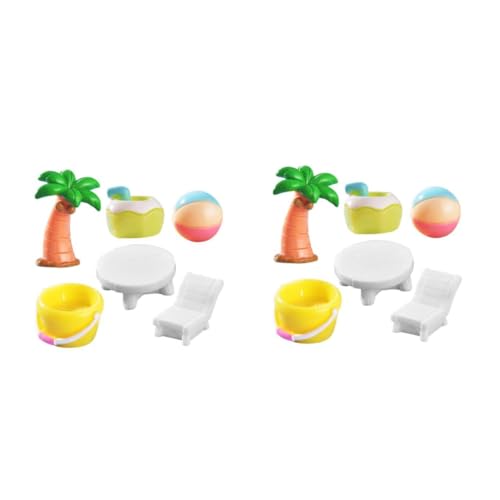 HANABASS 12 Stck. Teiliges Sommer Strand Mikro Landschaft Resin Deko mit Eimer Ball Kokospalme Liegestuhl Kokosnusswasser Baumstamm Langlebige Miniatur Ornamente für Kreative Heimdekoration von HANABASS