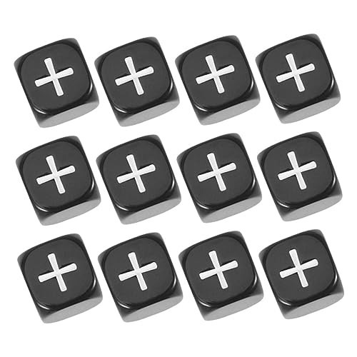 HANABASS 12 Stück Additions- Und Subtraktionswürfel Operationswürfel Zeichenwürfel Pluszeichen- Würfelspiel Schwarze Würfelzählspiel Zehn Mathe-lernwürfel Spiele Black Acryl von HANABASS