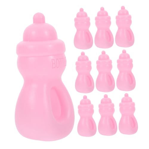 HANABASS 12 Stück Babyflaschenspielzeug geben vor, Hausspielzeug zu Sein Miniatur-Babypuppenflaschen kleine Futterflaschen Babypuppenflaschen für Plastik Rosa von HANABASS