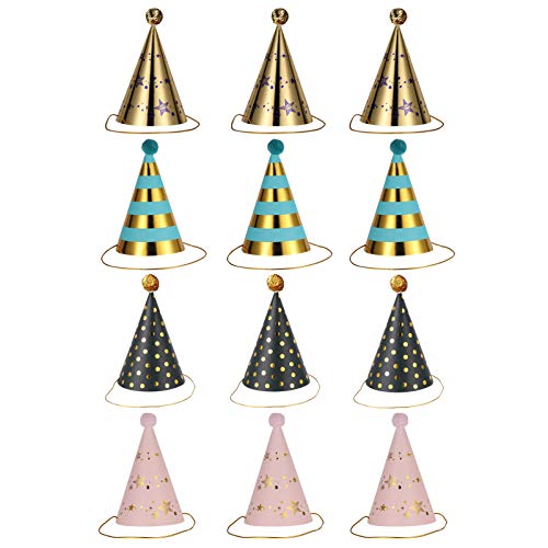 HANABASS 12 Stück Geburtstagsfeier Papierhüte für Goldene Tricorn Hüte Kreative Deko für Jungen und Mädchen für Geburtstagsfeiern und Feste HANABASS 12 Stück Geburtstagsfeier Papierhüte für Goldene Tricorn Hüte Kreative Deko für Jungen und Mädchen für Geburtstagsfeiern und Feste von HANABASS