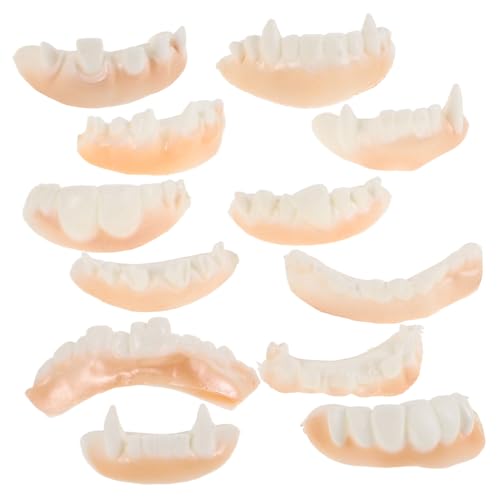 HANABASS 12 Stück Halloween Vampirzähne Realistische Fangs für Kostümpartys Horror Dekoration und Cosplay Accessoires für Halloween Events und Schaurige Auftritte von HANABASS