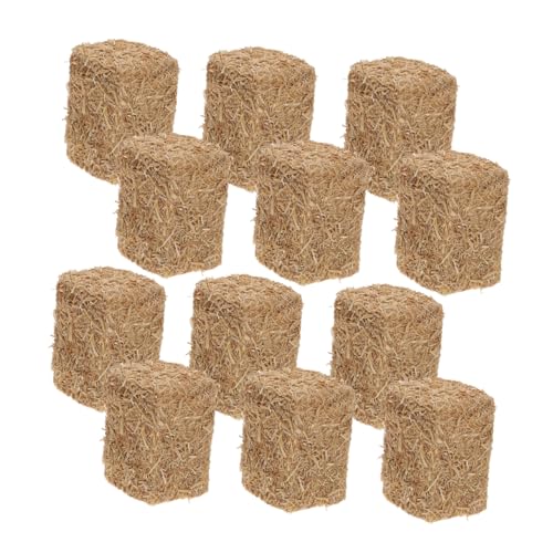 HANABASS 12 Stück Mini-Heuhaufen-Modell Ballen winzig Dekorativ Dekoration falsches Heu hohzeitdeko holzmodelle dekostern Holz Herbst-deko zierleisten Holz Miniatur -Stütze Partei schmücken von HANABASS