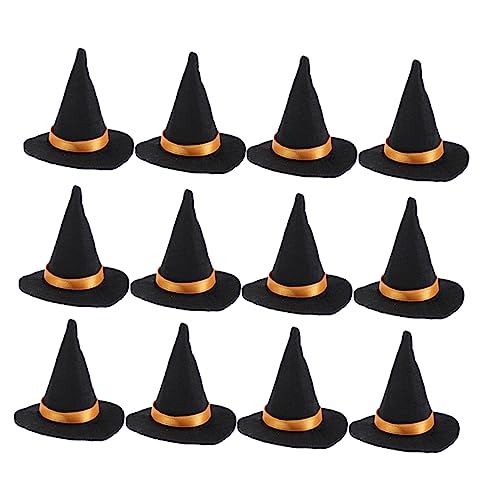 HANABASS 12 Stück Mini-Hexenhut aus klein drinnen Halloween- Halloween Party Halloween Dekoration Halloween-Weinflaschendeckel Halloween-Weinflaschendekorationen Filzstoff Black von HANABASS