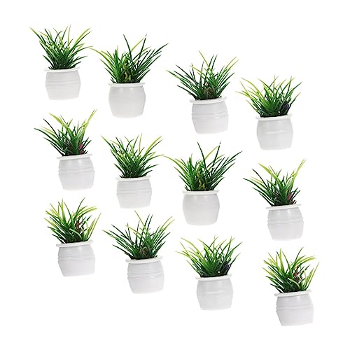HANABASS 12 Stück Mini Pflanzenmodell Puppenhaus Künstliche Pflanzen Gartenblumen Kunstminiatur Ornament Puppenhaus Topfpflanze Simulation Bonsai Mini Topfpflanze Modell von HANABASS