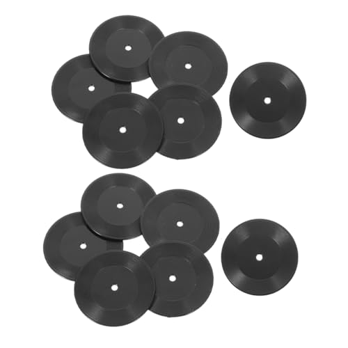 HANABASS 12 Stück Mini-Vinylmodell kleines Hauszubehör Miniatur-Schallplattendekor Landschaftsgestaltung Miniatur-Zeug Miniatur-Requisite für Schallplatten Plastik Black von HANABASS