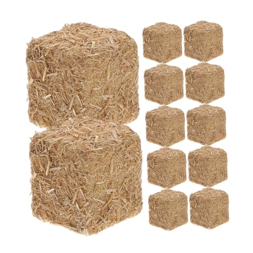 HANABASS 12 Stück Miniatur Heuhaufen Deko Stapelbare Heu Ballen für Puppenhaus Selbstgemacht Bauernhof Dekoration Gartenheuhaufen Szenenlayout Requisiten von HANABASS