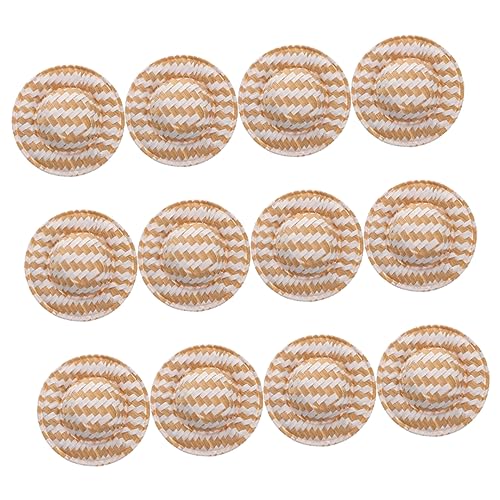 HANABASS 12 Stück Puppenhandwerk Gewebter Hut Mini Hut Schmuck Gewebte Kappen Puppenhaus Webhut Ornament Mini Hut DIY Requisite Mini Puppenhüte Mini Hüte DIY Bastelhüte von HANABASS