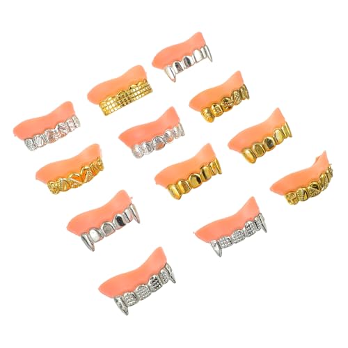HANABASS 12 Stück Teiliges Halloween Kostümrequisiten Lustige Zombie Zähne Kreative Falsche Zähne für Kostüm und Party für Halloween Dress Up und Cosplay von HANABASS