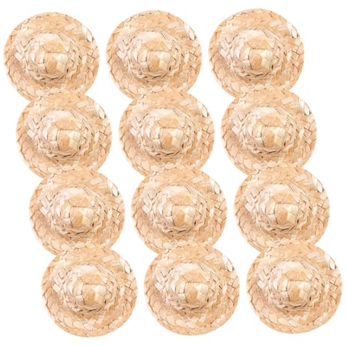 HANABASS 12 Stück Teiliges Handgefertigtes Mini-strohhut- Kleine Handgewebte Mini-hüte aus Robustem Stroh für DIY Bastelprojekte Puppenhausdekorationen Kreative Partyaccessoires von HANABASS