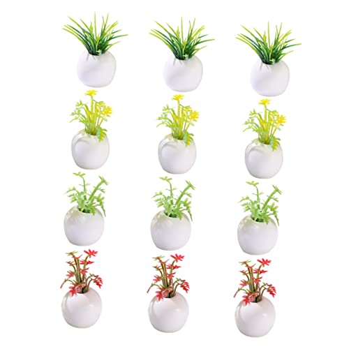 HANABASS 12 Stück Teiliges Miniatur Bonsai Puppenhaus Deko Realistische Kunstpflanzen Kompakte Miniatur Töpfe Stilvolle Garten Modellornamente für Haus und Tisch von HANABASS