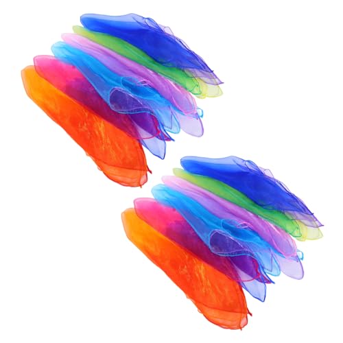 HANABASS 12 Stück Teiliges Quadratische Jonglier tücher Bunte Tanzschals für Vielseitig als Haar Dekozubehör Geeignet für Kindergarten Tanzaufführungen und Jonglier Spiele von HANABASS