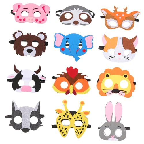 HANABASS 12 Stück Tiermasken aus Filz für Halloween Party Cosplay Masken Lustige Tiergesichtsmaske für Kindergeburtstag und Verkleidungspartys HANABASS 12 Stück Tiermasken aus Filz für Halloween Party Cosplay Masken Lustige Tiergesichtsmaske für Kindergeburtstag und Verkleidungspartys von HANABASS