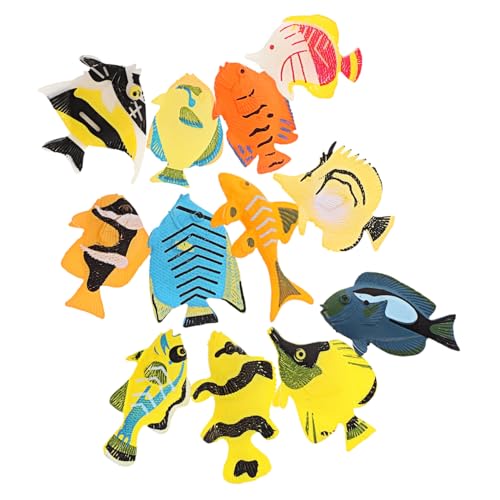HANABASS 12-Teiliges Set Tropisches Fisch Modell Aquarium Dekoration aquariumdekoration Fischspielzeug Meerestiere für Aquarium Meerestierfiguren kleine Plastikfische Ozeantierfiguren Abs von HANABASS