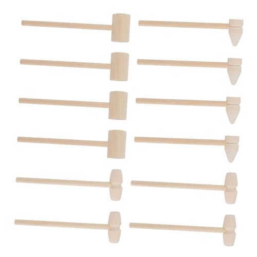 HANABASS 12Stücke Mini Holzhammer Kreatives für Montessori Lernspielzeug für Hand Augen Koordination Langlebige Hämmer aus Hochwertigem Holz für Interaktive Eltern Spiele von HANABASS