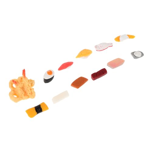 HANABASS 12Stücke Miniatur Sushi Figurinen Teiliges Puppenhaus Zubehör Realistische Japanische Lebensmittel Modelle für Küchendekoration und Szenengestaltung Authentische Handwerkskunst von HANABASS