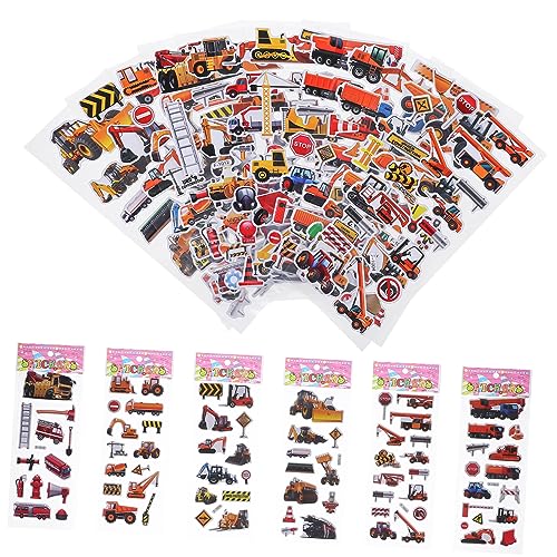HANABASS 12Stücke Teiliges Sticker Set mit Fahrzeugmotiven für Jungen und Mädchen Cartoon Autoaufkleber für Bagger LKW und Mehr für Kreative Bastelprojekte Mitgebsel von HANABASS