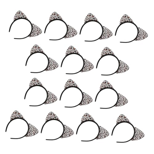 HANABASS 14 Stück Leopard Katzenohren Stirnband Teiliges mit Weißem Leopardenmuster Modisches Leichtes Party Accessoire für Mädchen und Erwachsene Bequemes Cosplay Kopfschmuck für von HANABASS