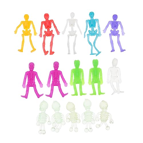 HANABASS 15 Stück Teiliges Halloween Skelett Deko aus Geruchlosem Umweltfreundlichem TPR Realistische Spiel Skelette für Halloween Partys Gruselige Tischdekorationen für Zufällige Farbe von HANABASS