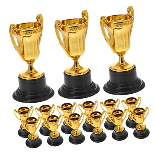HANABASS 15 Stück kleines Trophäenspielzeug party dekoration Veranstaltung Trophäe Mini-Trophäenbecher kleiner Pokal Trophäendekor -Trophäen Plastik Golden von HANABASS