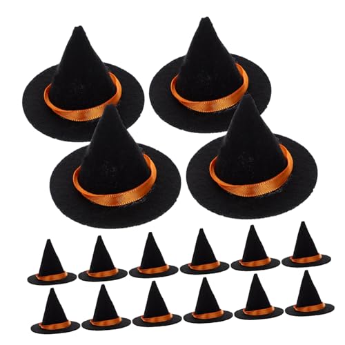 HANABASS 16 Stück Teiliges Mini-hexenhüte aus Robustem Schwarzem Filz Dekorative Flaschenverschlüsse Vielseitig für Halloween-party Diy-handwerk Puppendeko und Bastelprojekte von HANABASS