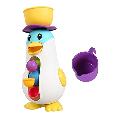 HANABASS 1Satz Badewannenspielzeug mit Drehbarem Wasserrad Cartoon Pinguin Bildungsspielzeug für Junge Mädchen Leicht und Tragbar für Pool und Strand von HANABASS