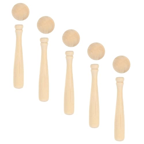 HANABASS 1Satz Miniatur Holz Baseballschläger und Ball Set Teiliges DIY Bastelset für Unbemalte Baseballspielzeuge für Kreative Dekorationen und Familienaktivitäten von HANABASS