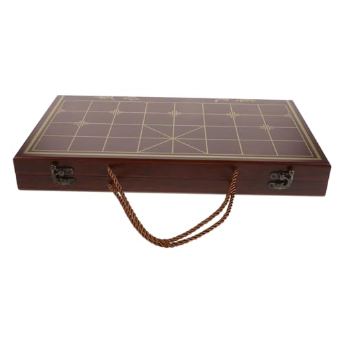 HANABASS 1Satz Reise Chinesisches Schachspiel Set mit Handgefertigten Holzfiguren und Tragbarer Schachbox Dual Use Design für Unterwegs Interaktives Schach für Erwachsene von HANABASS