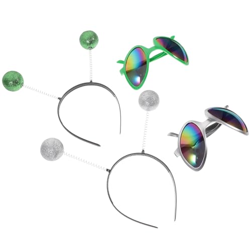 HANABASS 1Satz Stirnband und Brillen Teiliges Kostümzubehör für Weltraum und Cosplay Partys Lustige Brille und Farbenfrohes Stirnband für Halloween und Festivals von HANABASS