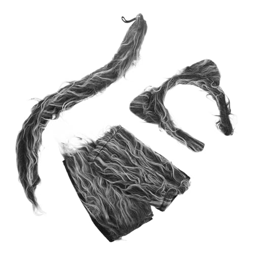HANABASS Wolf Kostüm für 3 Stück Cosplay Kostüm mit Handschuhen und Haarband Tierkostüm für Halloween und Partys von HANABASS