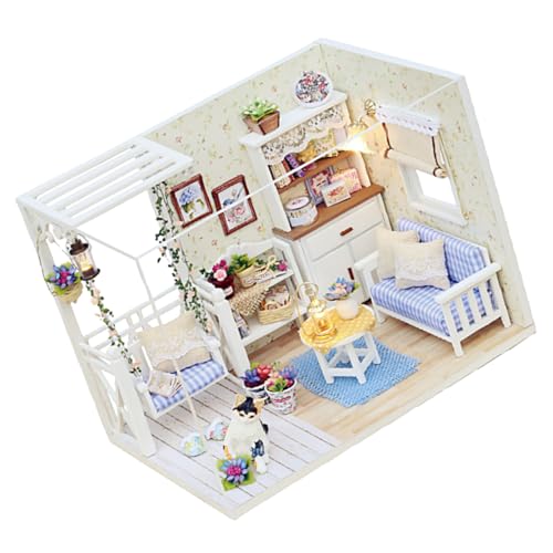 HANABASS Kleiner Selbstgemacht Haus für Kinder Handgefertigtes Puppenhaus Kreatives Spielzeug zur Rollenspiel Sicher für Kleine Hände für Familien von HANABASS