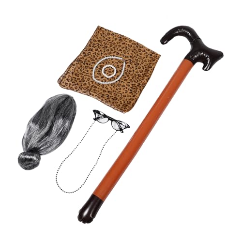 HANABASS 1satz Großmutter-cosplay Mit Realistischer Perücke Brille Kette Und Perlenhalskette Kostümzubehör Für Halloween Karneval Und Kostümpartys HANABASS 1satz Großmutter-cosplay Mit Realistischer Perücke Brille Kette Und Perlenhalskette Kostümzubehör Für Halloween Karneval Und Kostümpartys von HANABASS