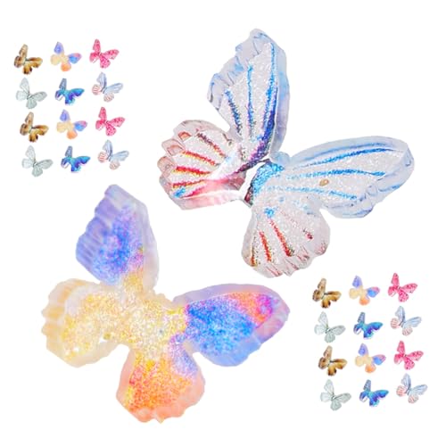 HANABASS 2 Boxen Schmetterlingsgartenspielzeug Schmetterlingsfigur Schmetterlingszimmerdekor Mini-Puppenhauszubehör Schmetterling Dekorationen Mini-Schmetterlinge kleine Schmetterlinge Harz von HANABASS