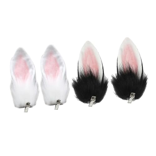 HANABASS 2 Paare Hasenohren Haarspangen Cosplay Kostüm Party Accessoires Plüsch Tierohren für Karneval Festival Verkleidung HANABASS 2 Paare Hasenohren Haarspangen Cosplay Kostüm Party Accessoires Plüsch Tierohren für Karneval Festival Verkleidung von HANABASS