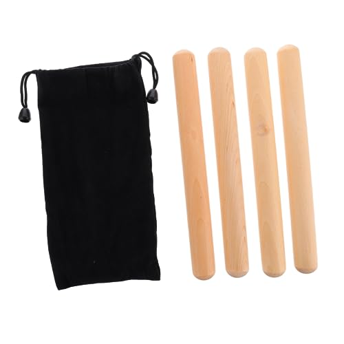 HANABASS 2 Paare Holzrhythmussticks mit Tragetasche Klassische Percussion Instrumente für Anfänger für Musikunterricht und Kreative Aktivitäten von HANABASS