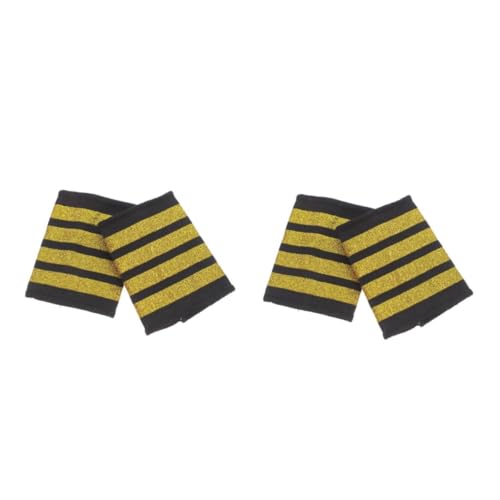 HANABASS 2 Pilot Epauletten Gold Streifen Schulterklappen für Kostüm Party Zubehör für Piloten Uniform Professionelle Uniform Schulterstücke für Bühnenauftritte und Rollenspiele von HANABASS
