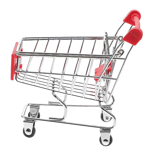 HANABASS 2 STÜCK Teiliges Mini Einkaufswagen aus Metall Dekoratives Kaufladen Zubehör für Leichter Mini Supermarkt Trolley für Jungen und Mädchen Rollenspiel Zubehör Zufällige Farbe von HANABASS