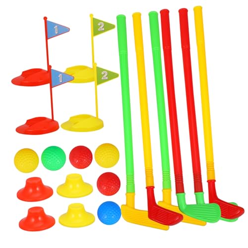 HANABASS 2 Sätze Golfspielzeug Leichtes Kunststoff Golfset für Drinnen und Draußen Fördert Koordination Fantasie und Eltern Junge Mädchen Interaktion Buntes Golfschläger Zufällige Farbe von HANABASS