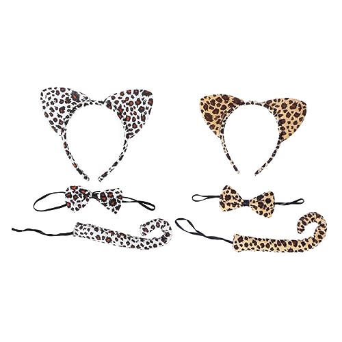 HANABASS 2 Sätze Kostümset Katzenohren Stirnband mit Leopardenmuster Leichte Verschleißfeste Tier accessoires für Party Cosplay Halloween Karneval Niedliche Tierohren und Dekoration von HANABASS