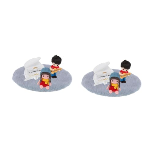 HANABASS 2 Sätze Kreative Miniatur Musikszene Teiliges Weiße Klavier und Gitarrenmodelle aus Harz Kleine Musikinstrument Ornamente für Puppenhaus Desktop Dekoration für Zuhause und Büro von HANABASS