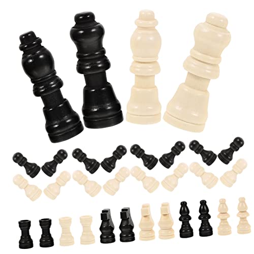 HANABASS 2 Sätze Mini Holz Schachfiguren Ersatz Schachbrett Zubehör Kleine Schachfiguren International Holzspiel Zubehör für Brettspiel von HANABASS