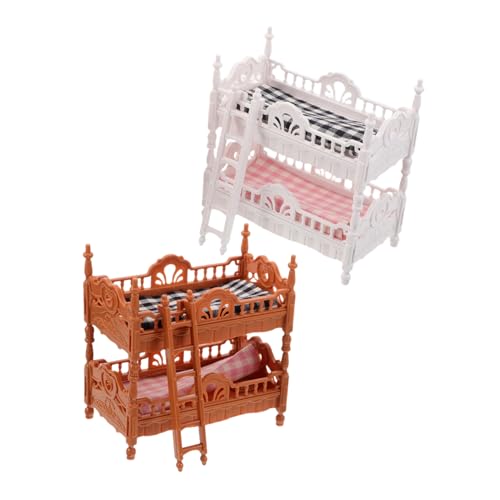 HANABASS 2 Sätze Miniatur Etagenbett für Puppenhaus Realistisches Schlafzimmer Möbelset mit Matratzen und Leiter Möbel Schlafzimmer für Rollenspiel und Raumplanung HANABASS 2 Sätze Miniatur Etagenbett für Puppenhaus Realistisches Schlafzimmer Möbelset mit Matratzen und Leiter Möbel Schlafzimmer für Rollenspiel und Raumplanung von HANABASS