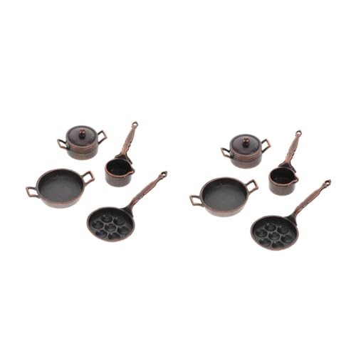 HANABASS 2 Sätze Miniatur Puppenhaus Küchenset Vintage Metall Kochgeschirr DIY Bastelset Realistische Miniatur Küchenutensilien für Puppenhaus Zubehör und Kreative Spielwelten von HANABASS